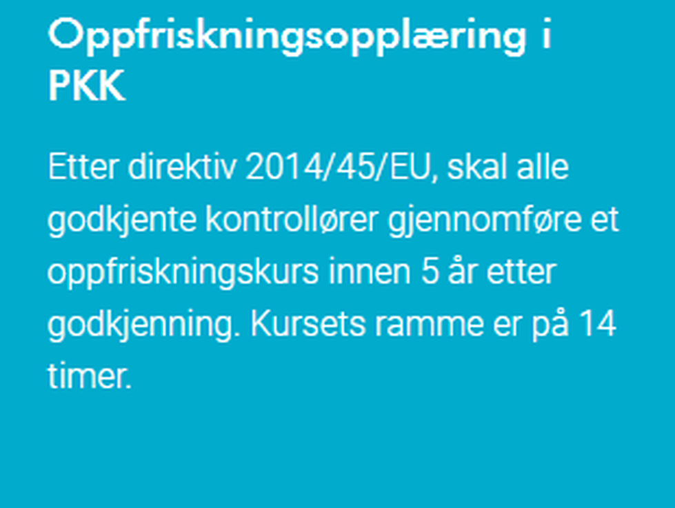 PKK-sertifisering - oppfriskningskurs